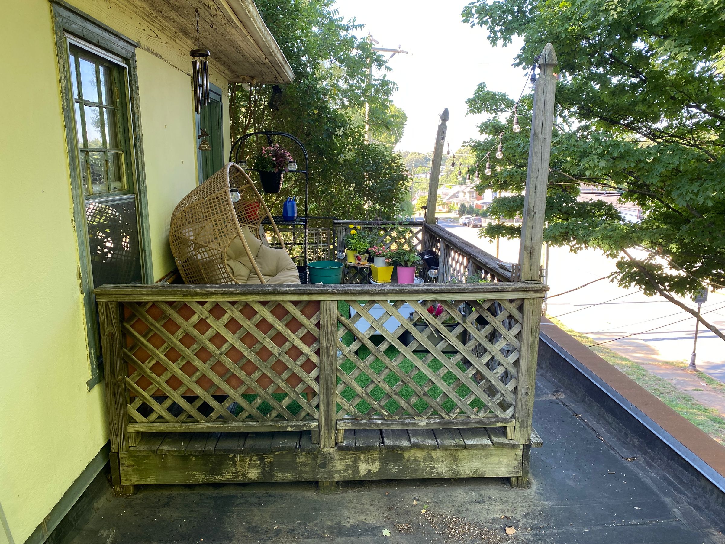 Dilapidated rooftop porch