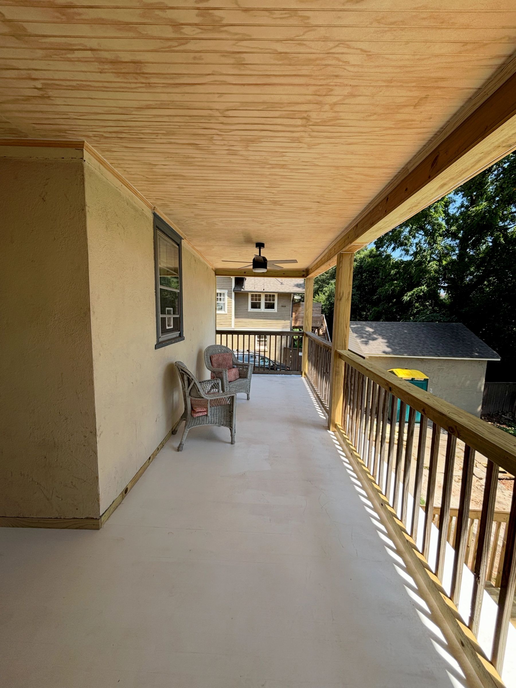Freshly updated back porch to enjoy view of back yard