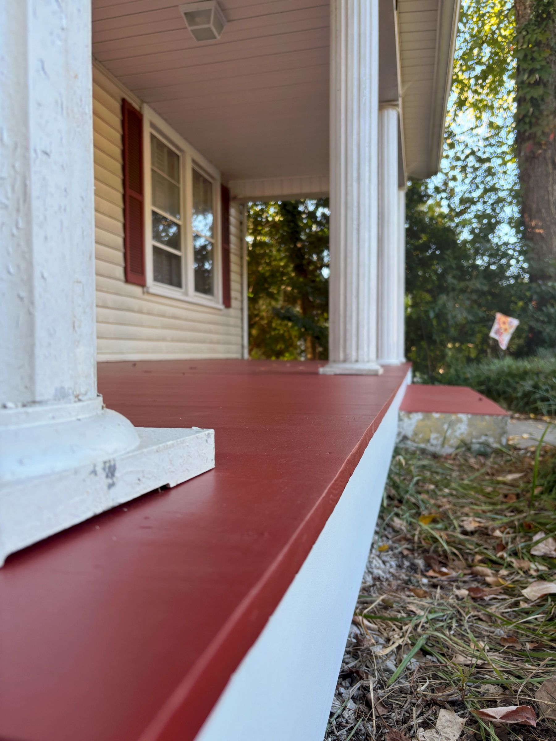Close up of finished front porch